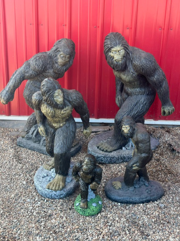 5 sizes of bigfoot cement yard statues