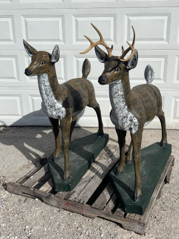 Two painted cement deer for your yard