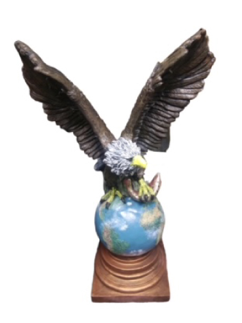 Painted Eagle & Globe Cement Garden Statue