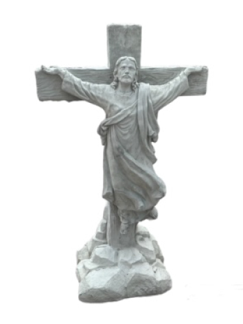 Christ risen & the cross cement statue