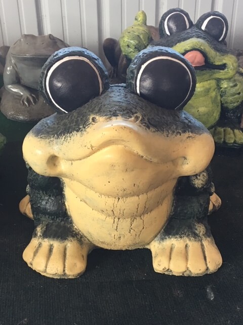 cement painted frog garden statue