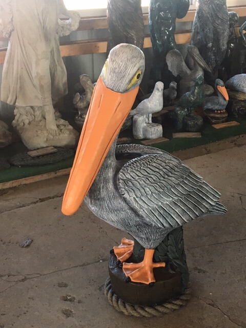 Colorful pelican garden statue