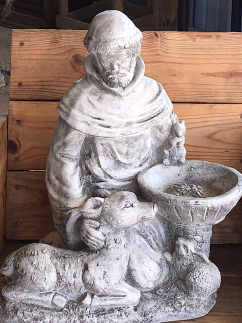 St. Francis of Assisi cement bird bath