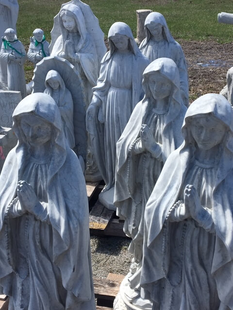 Praying Mary cement garden statue